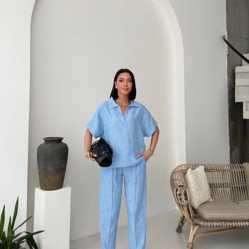 182740 TOPTAN BEBE MAVİ PANTOLON TAKIM toptan bayan giyim