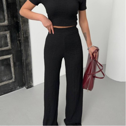 182753 TOPTAN SİYAH PANTOLON TAKIM toptan bayan giyim