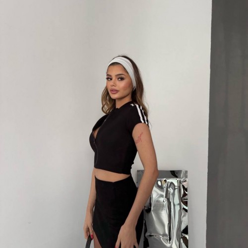 182776 TOPTAN SİYAH CROP toptan bayan giyim