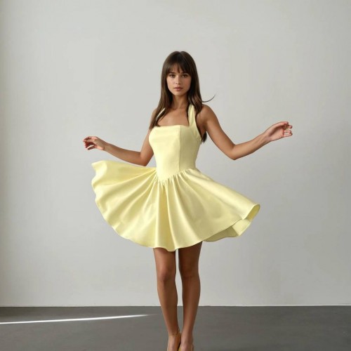 183161 TOPTAN SARI ABİYE toptan bayan giyim