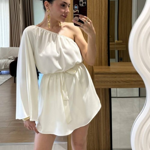 183241 TOPTAN BEYAZ ELBİSE toptan bayan giyim