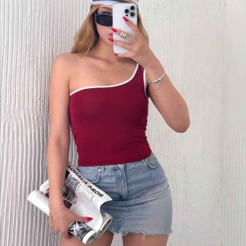 183295 TOPTAN BORDO CROP toptan bayan giyim