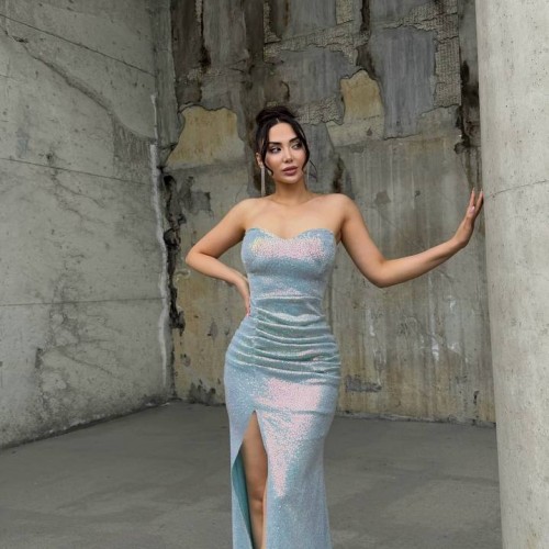 183373 TOPTAN BEBE MAVİ ABİYE toptan bayan giyim