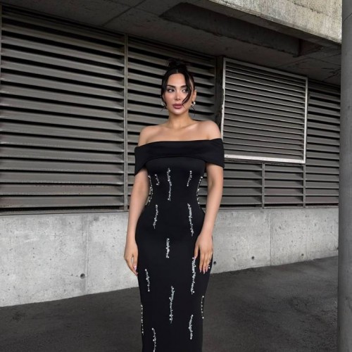 183376 TOPTAN SİYAH ABİYE toptan bayan giyim