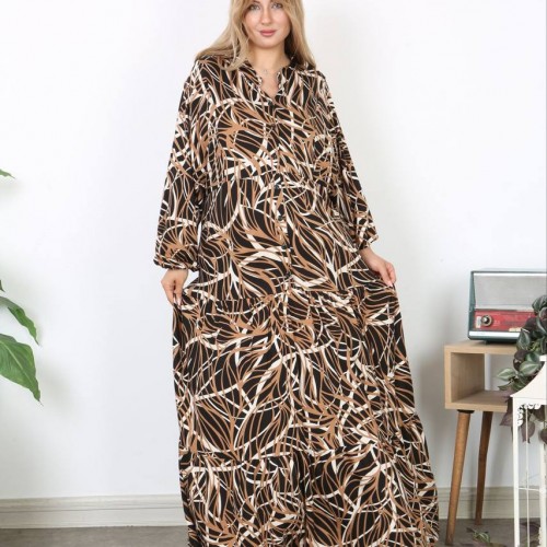 183498 TOPTAN DESENLİ ELBİSE toptan bayan giyim