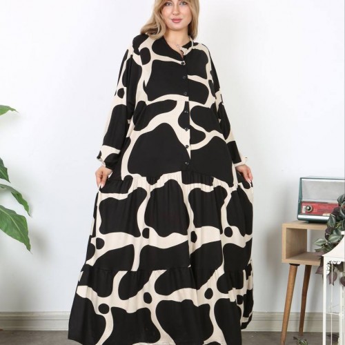 183500 TOPTAN DESENLİ ELBİSE toptan bayan giyim