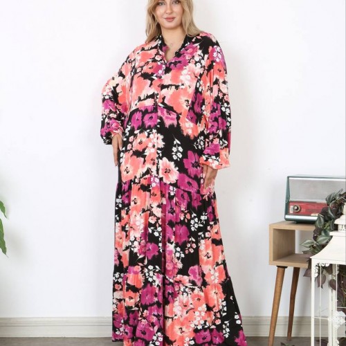 183501 TOPTAN DESENLİ ELBİSE toptan bayan giyim