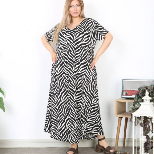 183527 TOPTAN DESENLİ ELBİSE toptan bayan giyim