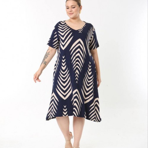 183570 TOPTAN DESENLİ ELBİSE toptan bayan giyim