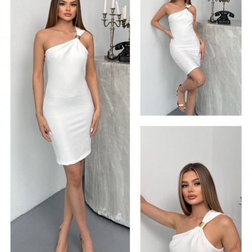 183636 TOPTAN BEYAZ ELBİSE toptan bayan giyim