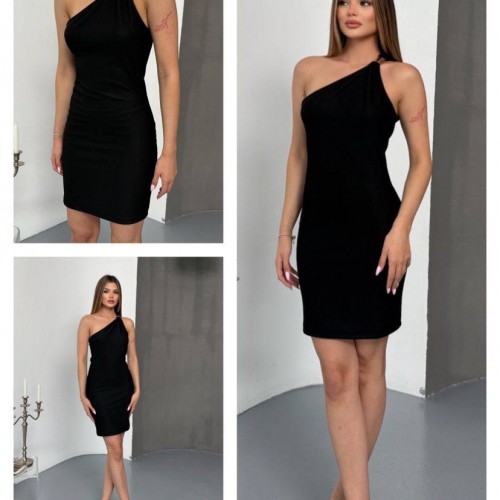 183637 TOPTAN SİYAH ELBİSE toptan bayan giyim