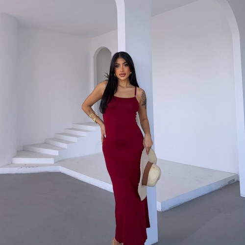 183648 TOPTAN BORDO ELBİSE toptan bayan giyim