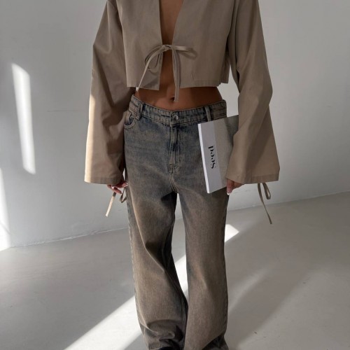 183715 TOPTAN BEJ BLUZ toptan bayan giyim