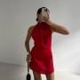 183732 TOPTAN KIRMIZI ELBİSE toptan bayan giyim