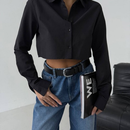 183815 TOPTAN SİYAH GÖMLEK toptan bayan giyim