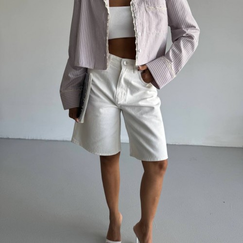 183820 TOPTAN ÇİZGİLİ GÖMLEK toptan bayan giyim