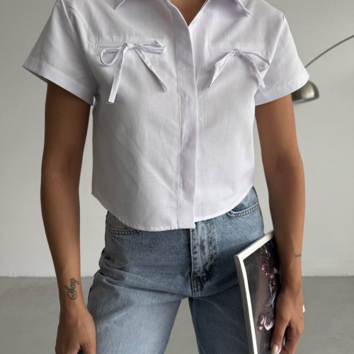 183821 TOPTAN BEYAZ GÖMLEK toptan bayan giyim