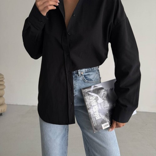 183827 TOPTAN SİYAH GÖMLEK toptan bayan giyim