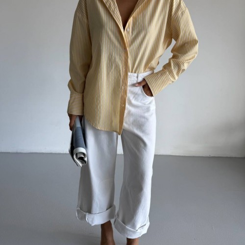 183831 TOPTAN ÇİZGİLİ GÖMLEK toptan bayan giyim