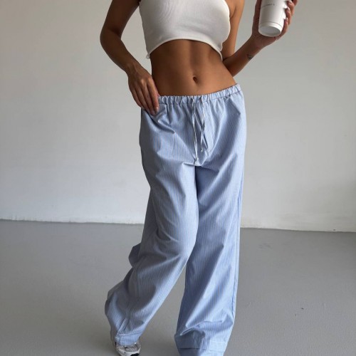 183846 TOPTAN ÇİZGİLİ PANTOLON toptan bayan giyim