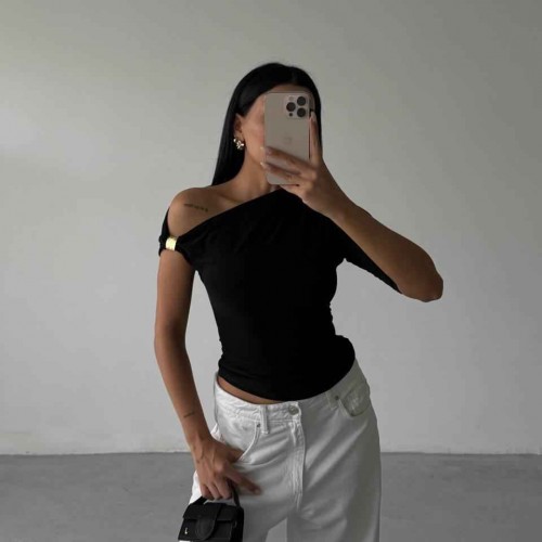 183872 TOPTAN SİYAH BLUZ toptan bayan giyim