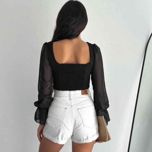 183908 TOPTAN SİYAH BLUZ toptan bayan giyim