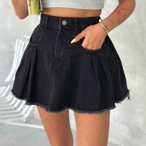 183916 TOPTAN SİYAH ETEK toptan bayan giyim