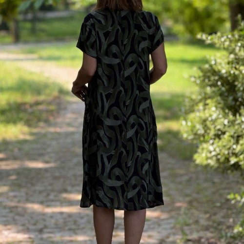 184061 TOPTAN DESENLİ ELBİSE toptan bayan giyim