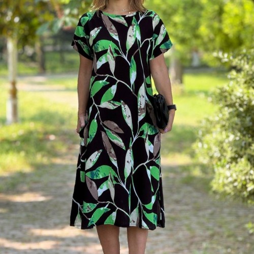 184066 TOPTAN DESENLİ ELBİSE toptan bayan giyim