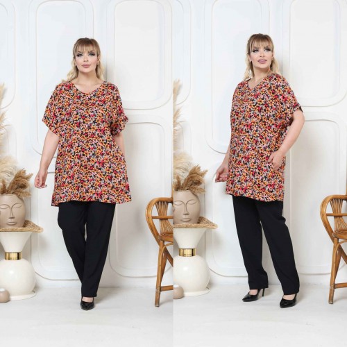 184084 patterned TUNIC toptan bayan giyim