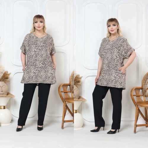 184086 patterned TUNIC toptan bayan giyim