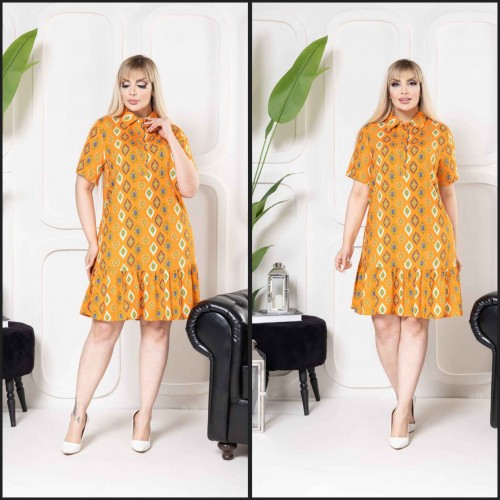 184096 TOPTAN DESENLİ ELBİSE toptan bayan giyim