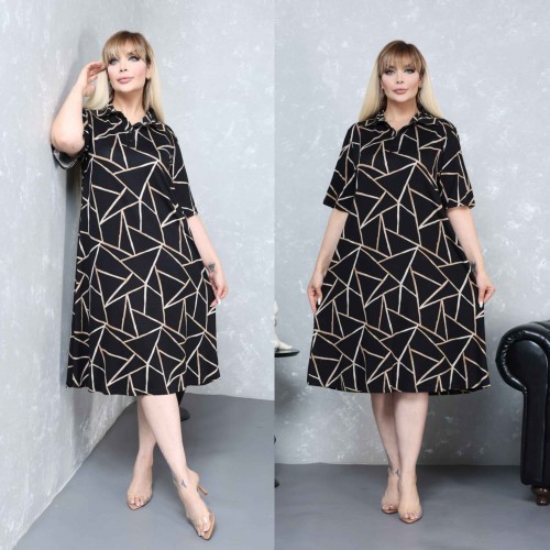 184111 TOPTAN DESENLİ ELBİSE toptan bayan giyim