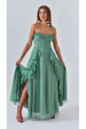 200004 водно-зелений Вечірня сукня