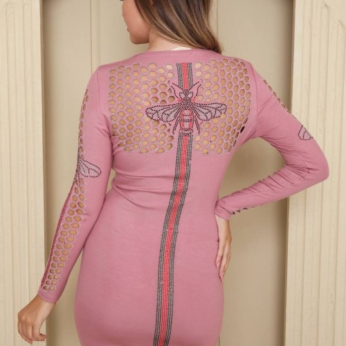 200410 TOPTAN PUDRA ELBİSE toptan bayan giyim