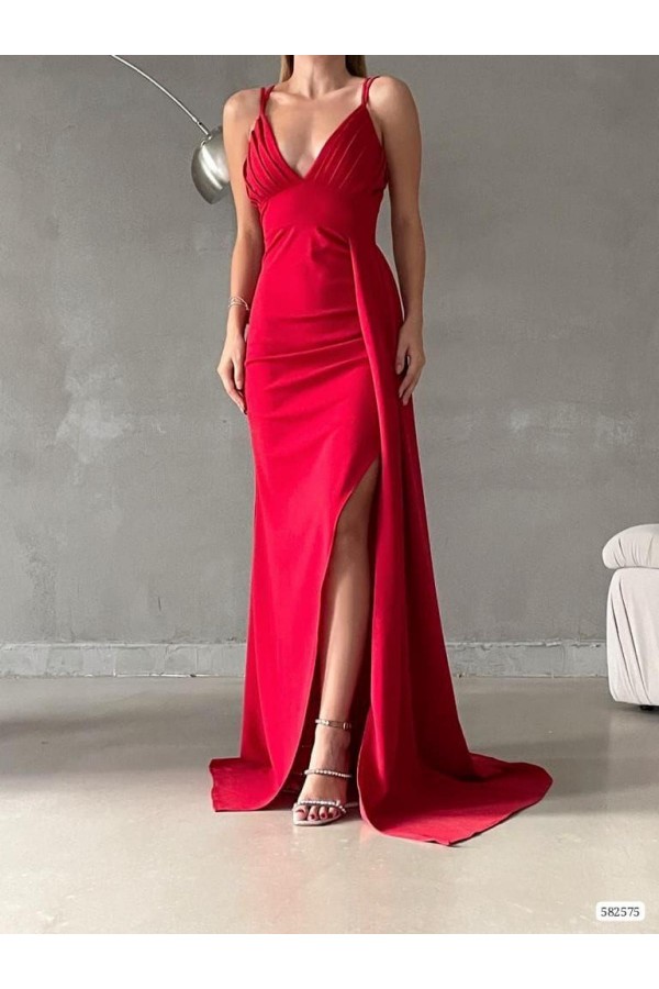 200555 أحمر فستان المساء