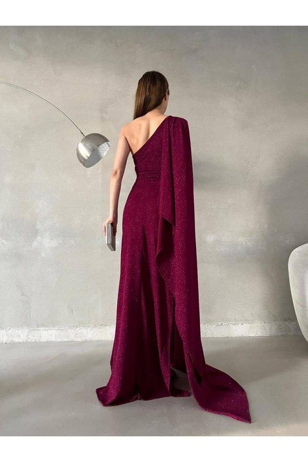 200702 burgundy Evening dress