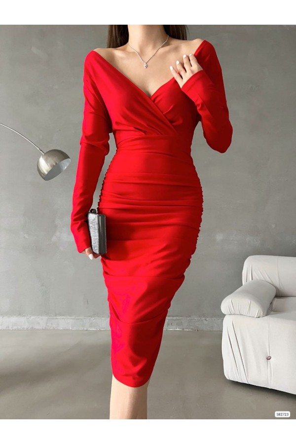 200730 red Evening dress