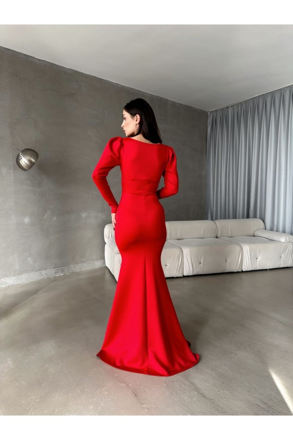 200735 أحمر فستان المساء