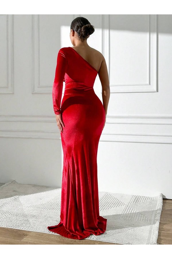 201308 red Evening dress