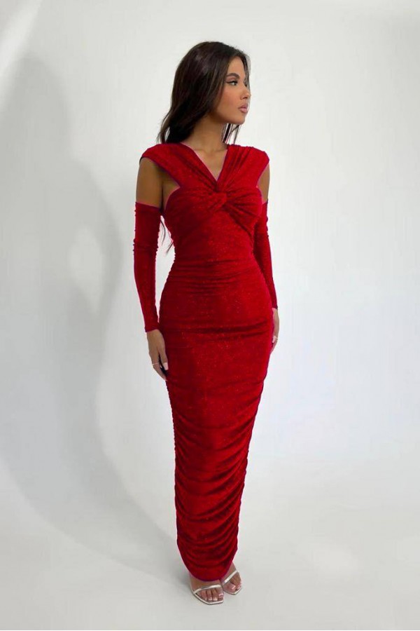 201360 أحمر فستان المساء