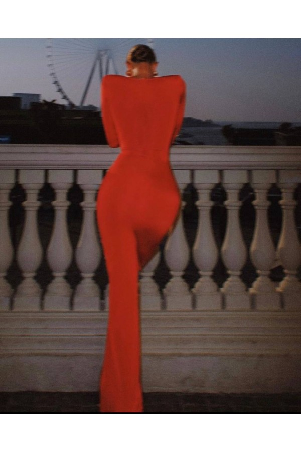 201368 red Evening dress