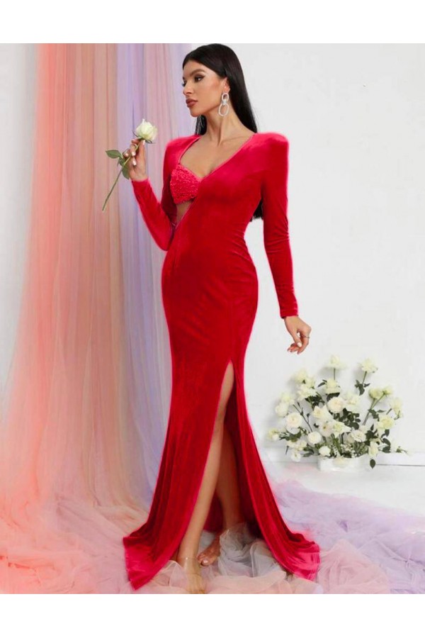 201399 أحمر فستان المساء