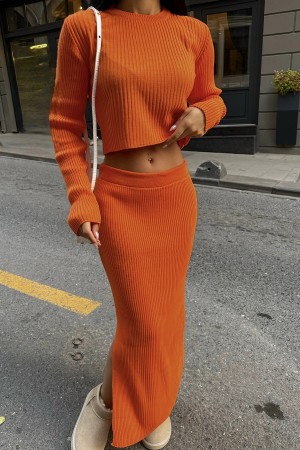 201577 orange Skirt