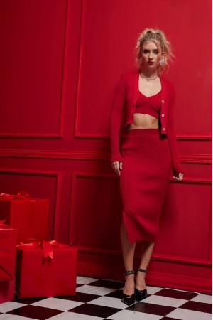 201666 red Skirt