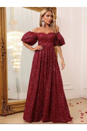 202308 burgundy Evening dress