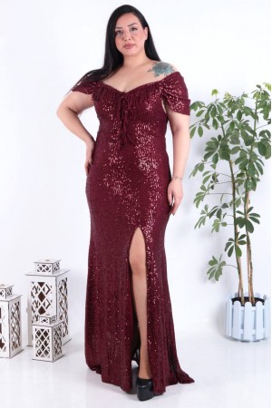 202346 burgundy Evening dress