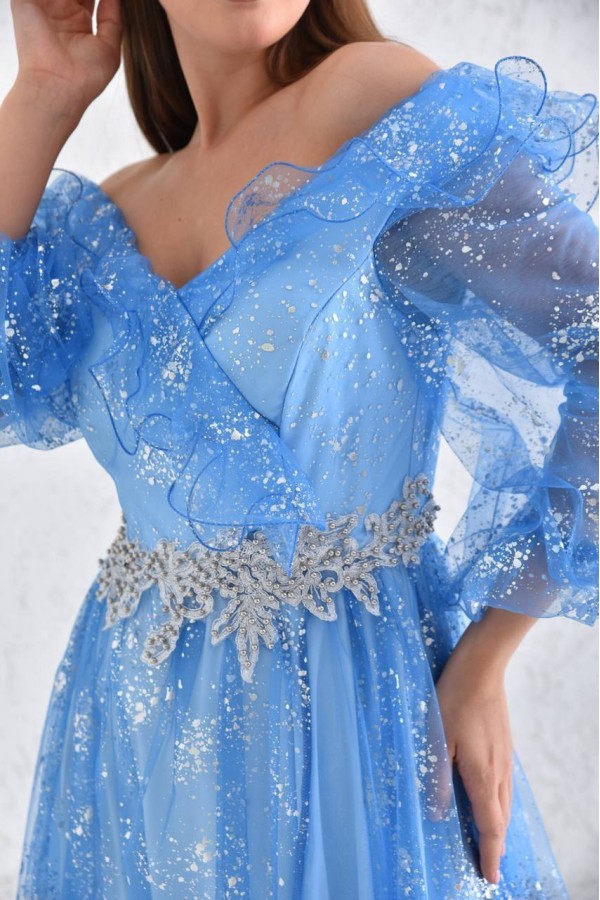 202367 синий Вечернее платье