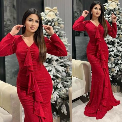 202376 TOPTAN KIRMIZI ABİYE toptan bayan giyim