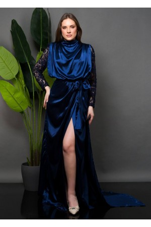 202388 темно-синий Вечернее платье